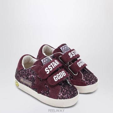 26 S/S 골든구스 올드 스쿨 스니커즈 인 버건디 글리터 (KIDS B0051866789