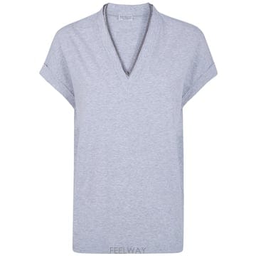 26SS 브루넬로 쿠치넬리 V 넥 T 셔츠 M0T18BD222098C8003 TP575970800