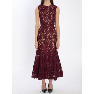 26SS Self portrait Guipure 레이스 Midi 드레스 RS26167MABURGUNDY TP