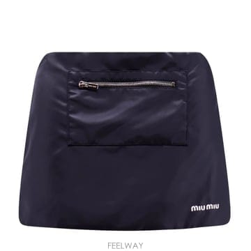 미우미우 테크니컬 가자르 플리스 미니 스커트