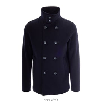 Herno 26FW ������ Double breasted ���� in �� effect fabric with high col26FW ������ Double breasted ���� in �� effect fabric w