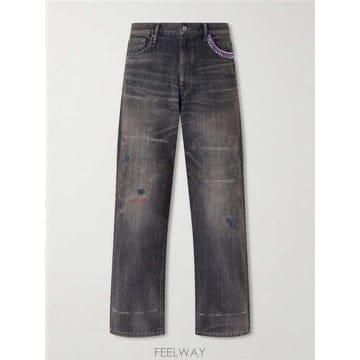 네이버후드 세비지 와이드레그 BEADEMBELLISHED 디스트레스 B0082124066