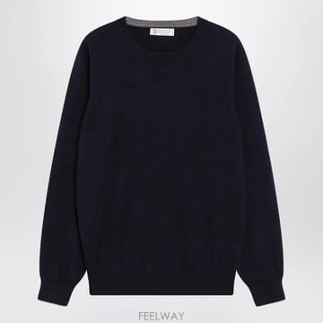 26 F/W 브루넬로 쿠치넬리 네이비 블루 캐시미어 크루넥 스웨터 W B0052182073