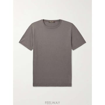 25 S/S 로로 피아나 슬림핏 실크 & 코튼블렌드 저지 티셔츠 FA B0081663153