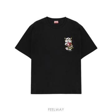 겐조 와일드 타이거 오버사이즈 티셔츠 그레이