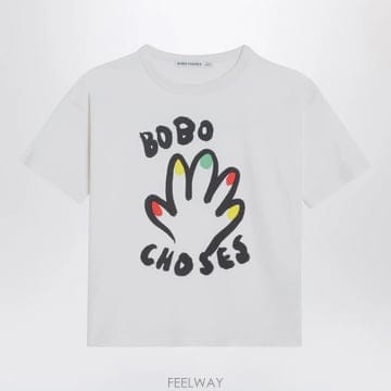 25 F/W 보보쇼즈 화이트 티셔츠 WITH 로고 프린트 (KIDS  B0051854654