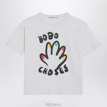 25 F/W 보보쇼즈 화이트 티셔츠 WITH 로고 프린트 (KIDS  B0051854654
