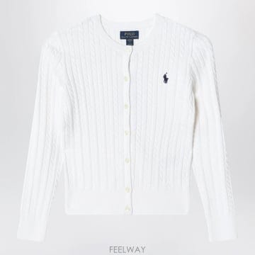 26 F/W 폴로 랄프로렌 화이트 파인 케이블니트 코튼 가디건 (KI B0052182048