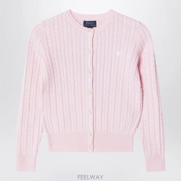 26 F/W 폴로 랄프로렌 핑크 파인 케이블니트 코튼 가디건 (KID B0052182049
