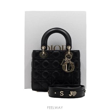 디올 블랙 LADY DIOR 레이디디올 MY ABCDIOR 스몰 금장 토트백 겸 숄더백aa66559