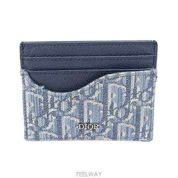 Dior(크리스챤디올) 2ADCH164YKS_H04E 블루 오블리크 자가드 새들 카드지갑