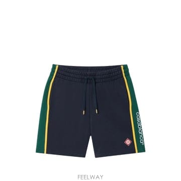 CASABLANCA ī�����ī navy   green panelled sweatshorts 12139798855944 TP724ī�����ī navy   green panelled sweatshorts 121397988