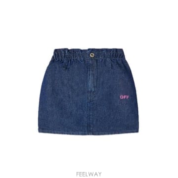 오프화이트 오프 프린트 프레인 데님 스커트