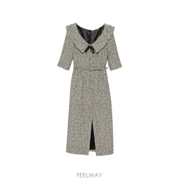 알렉산드라리치 off shoulder sequin tweed midi dress 12139800199432