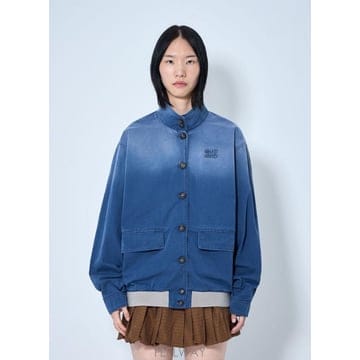 26 FW 미우미우 여성 구식 워시드 트윌 블루종 재킷 ML1492 190X F04XB TP876274349