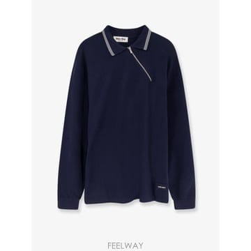 26 S/S 미우미우 코튼 폴로 셔츠 WITH 비대칭 메탈 지퍼 디테 B0651882796