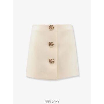 [N85]구찌 864526 여성 스커트 치마 여성하의 GUCCI Wool crepe skirt with Do