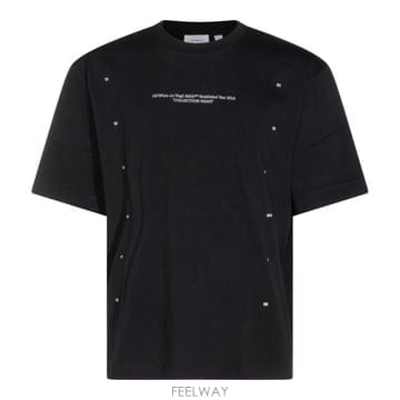 [B47]오프화이트 OMAA120F26JER00F001 남성 티셔츠 상의 탑 BLACK COTTON ARRO