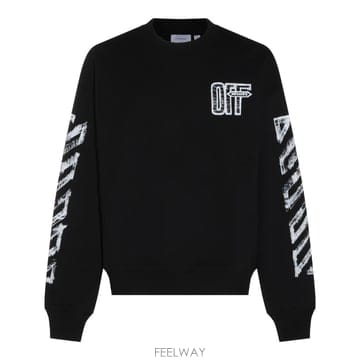 [B47]오프화이트 OMBA054F26FLE007001 남성 맨투맨 스웨트셔츠 상의 BLACK COTTON 