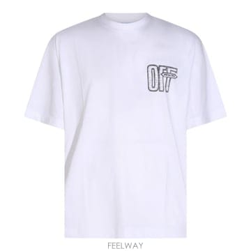 [B47]오프화이트 OMAA120F26JER00Y100 남성 티셔츠 상의 탑 WHITE COTTON T SH