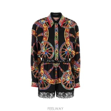 Dolce&Gabbana [X45]��ü�ذ��ٳ� F616OTGDDVJ HH6CL ���� ������Ʈ ������ Printed satin jump[X45]��ü�ذ��ٳ� F616OTGDDVJ HH6CL ���� ������Ʈ ����