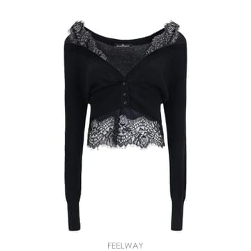 [K68]에르마노설비노 D492N301APPYU 95708 여성 니트 스웨터 가디건 Lace Cardigan