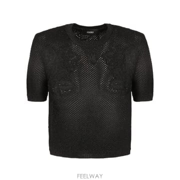 26SS AMIRI Crochet t 셔츠  쇼트 sleeves  Floral pattern  Round 넥