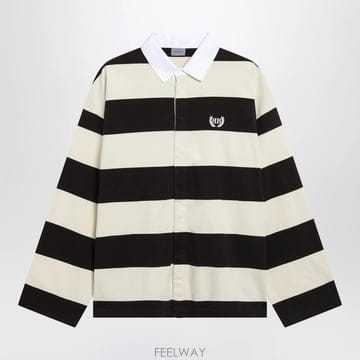 26 S/S 발렌시아가 스트라이프 저지 폴로 셔츠 인 코튼 브라운 8 B0051997632