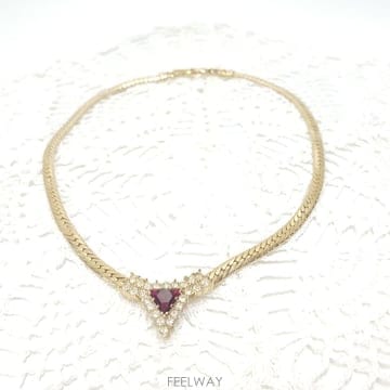 NINA RICCI 니나리치 레트로 루비 삼각 스네이크 목걸이 A960