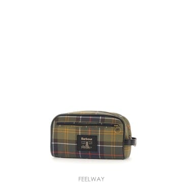 인더샵 Barbour 바버 체크 그린 클러치백