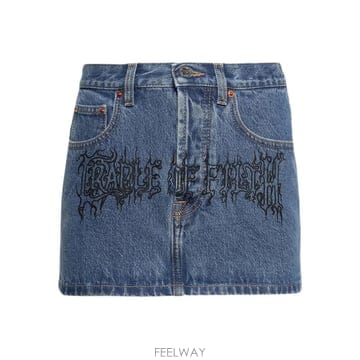 당일배송 베트멍 자수 데님 미니 스커트