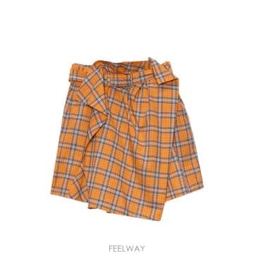 당일배송 엠에스지엠 체크 비대칭 미니 스커트
