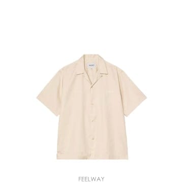Į 로고 자수 반팔 셔츠 화이트