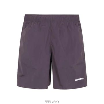 질샌더 로고 프린트 수영복 반바지 블랙