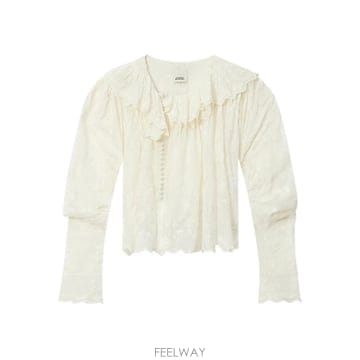 이자벨 마랑 젤리 러플 자수 블라우스 블루