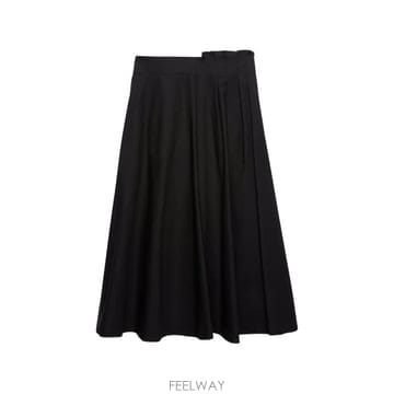엠에스지엠 러플 미디 스커트 블랙