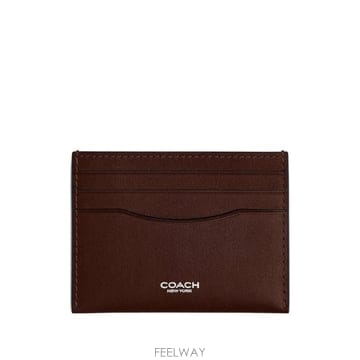 당일배송 코치 로고 레더 카드홀더