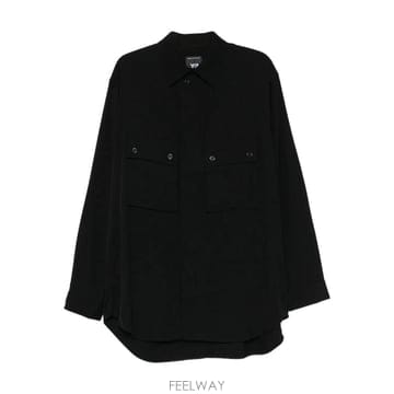 요지 야마모토 요지야마모토 블랙 레이온 트윌 셔츠 블랙