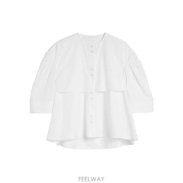당일배송 질샌더 개더 반소매 포플린 셔츠