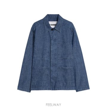 당일배송 질샌더 패치 포켓 샴브레이 오버셔츠