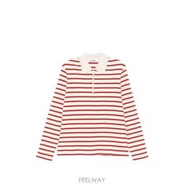 질샌더 스트라이프 지퍼 폴로 셔츠