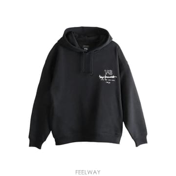 요지 야마모토 요지야마모토 블랙 그래픽 FT 후드티