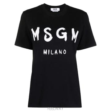 MSGM 브러쉬로고 여성 반팔 티셔츠 블랙