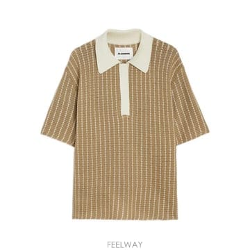 질샌더 스트라이프 패턴 폴로 셔츠
