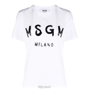 MSGM 브러쉬로고 여성 반팔 티셔츠 블랙
