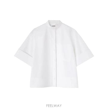 당일배송 질샌더 밴드 칼라 코튼 포플린 셔츠