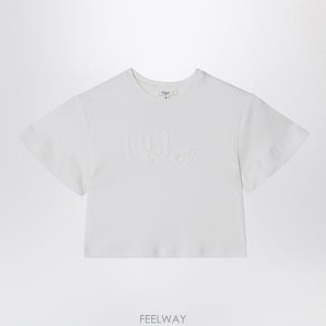 26 S/S 끌로에 화이트 크롭 티셔츠 WITH 로고 엠브로이드 (K B0051951898