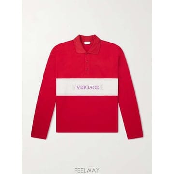 26 F/W 베르사체 폴로 코튼 로고 엠브로이드 셔츠 1025429_ B0082040499