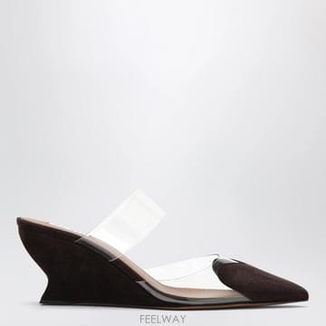 26 F/W 알라이아 하트 60 브라운 레더 웨지 뮬 AA3M3013 B0052263596
