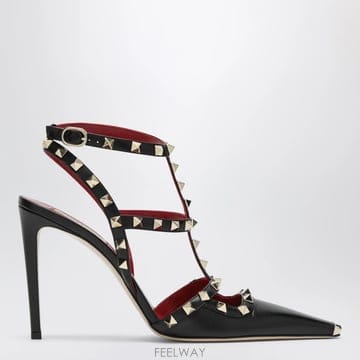 26 F/W 발렌티노 락스터드 블랙 레더 슬링백 HEELS 9W2S0 B0052263597